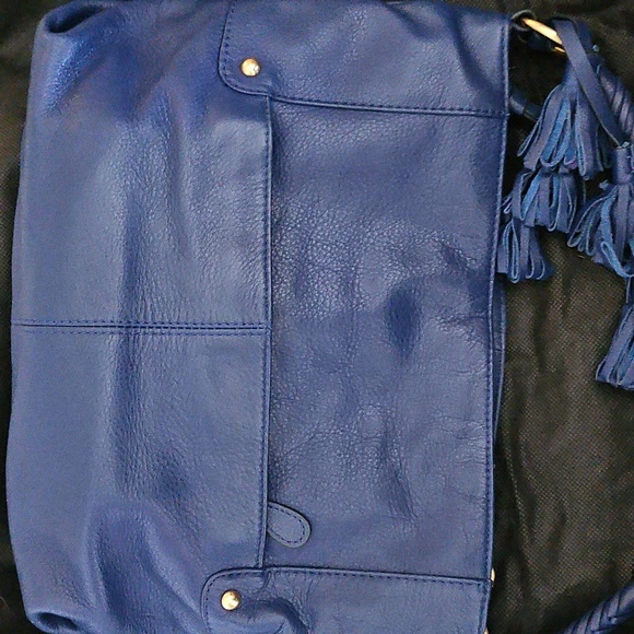 Fiore By Isabella Fiore Cobalt Blue Embroidered Leather Bag - Picture 12 of 12